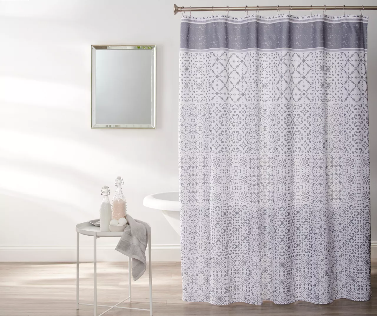 Sonoma Gray Medallion Fabric Shower Curtain 1 Sonoma Gray Medallion Fabric Shower Curtain