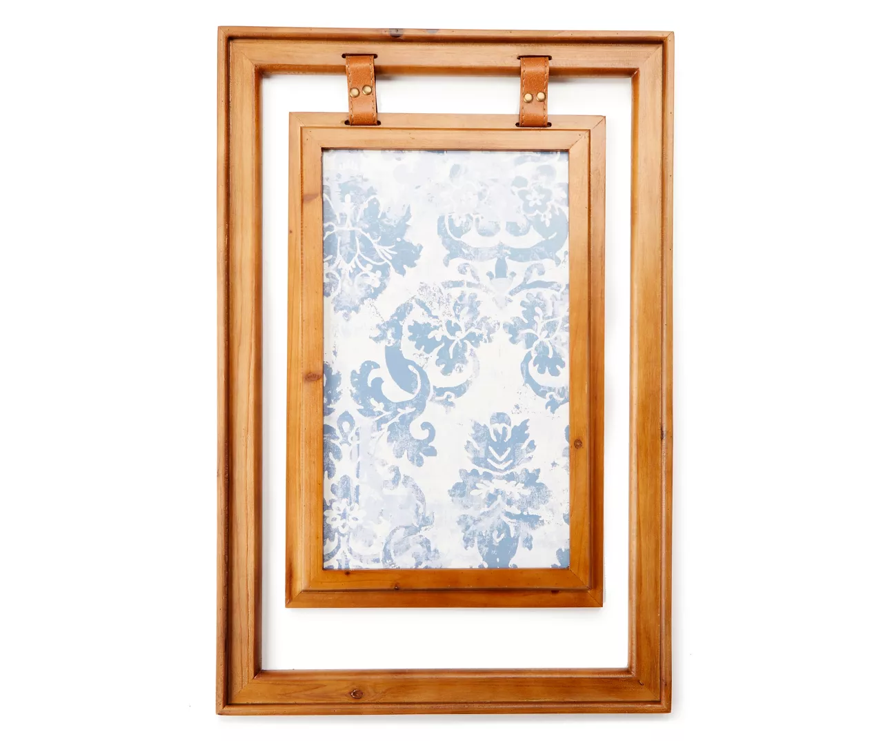 Double-Framed Blue Damask Hanging Wall Decor 1 Double-Framed Blue Damask Hanging Wall Decor