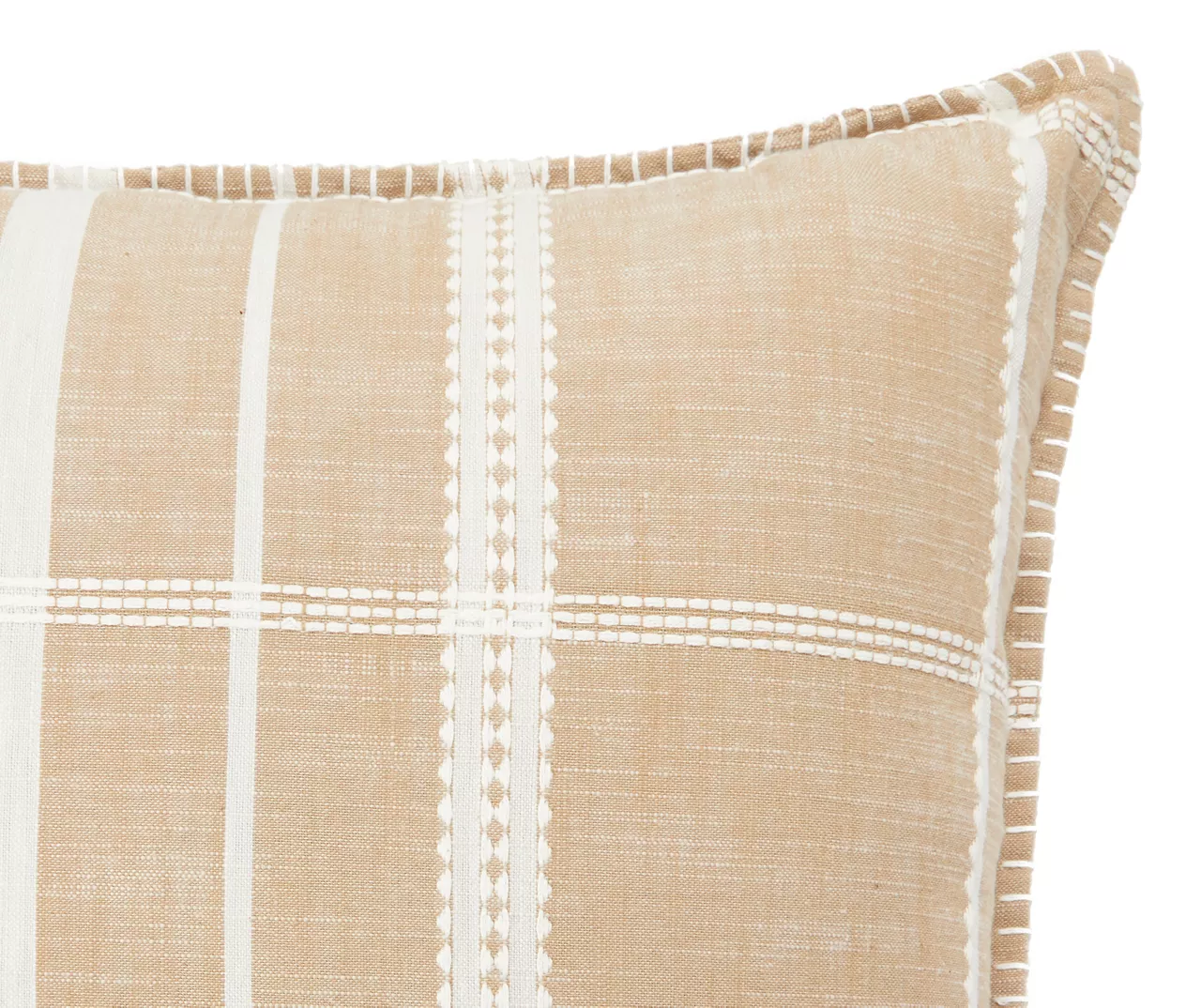 Tan & White Plaid Throw Pillow 2 Tan & White Plaid Throw Pillow - Image 2