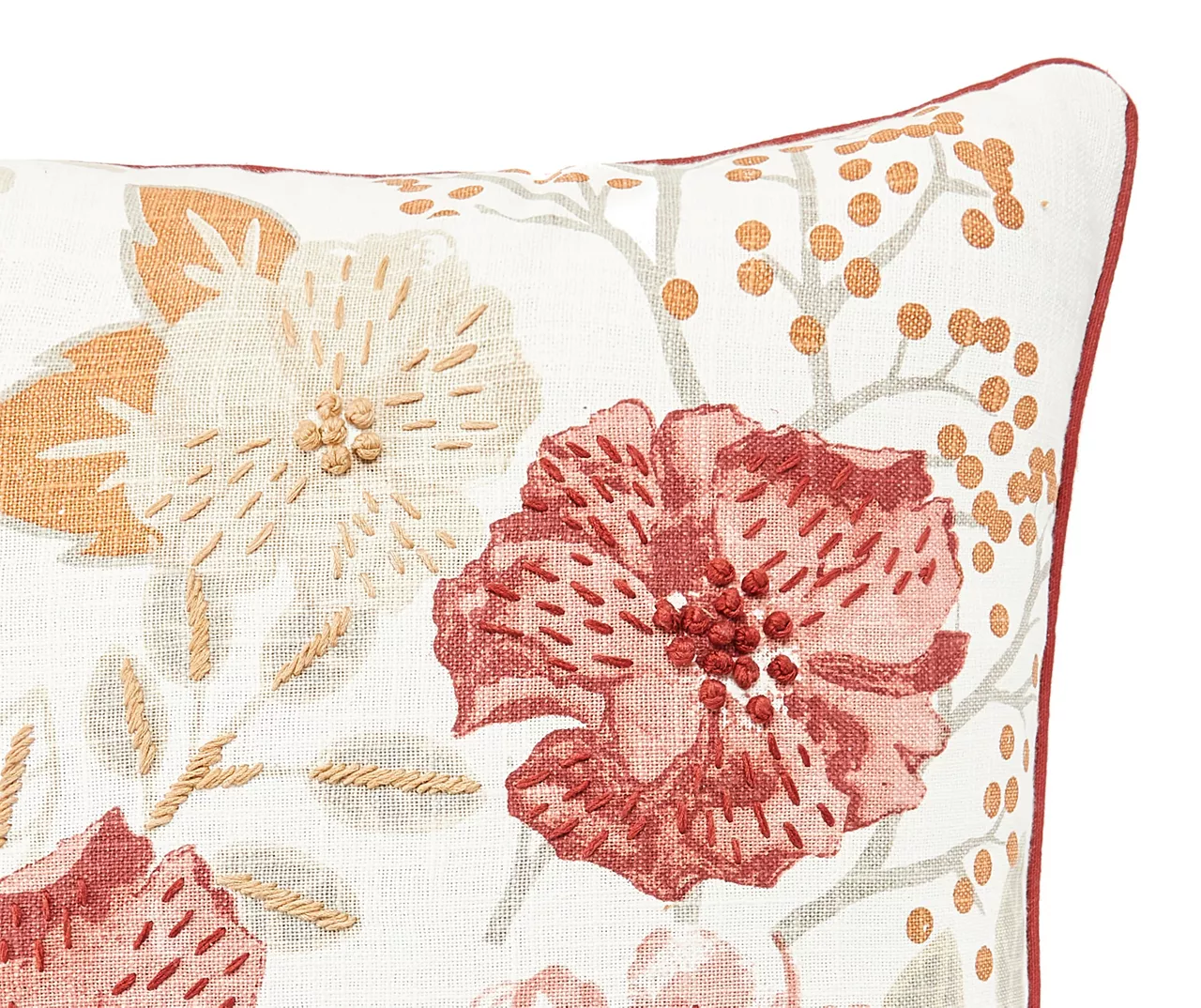 Rust Floral Throw Pillow 4 Rust Floral Throw Pillow - Image 4