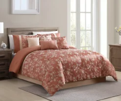 Broyhill Kirkwale Rust Floral Jacquard 8-Piece Comforter Set