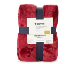 Broyhill 25 Deep Red Plaid Velvet Plush Queen/King Blanket