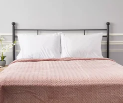 Sepia Rose Zigzag-Embossed Velvet Queen Blanket -Broyhill 810531011 810617574 4