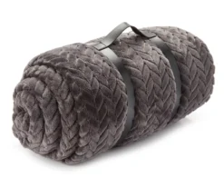 Broyhill 21 Atmosphere Gray Zigzag-Embossed Velvet King Blanket