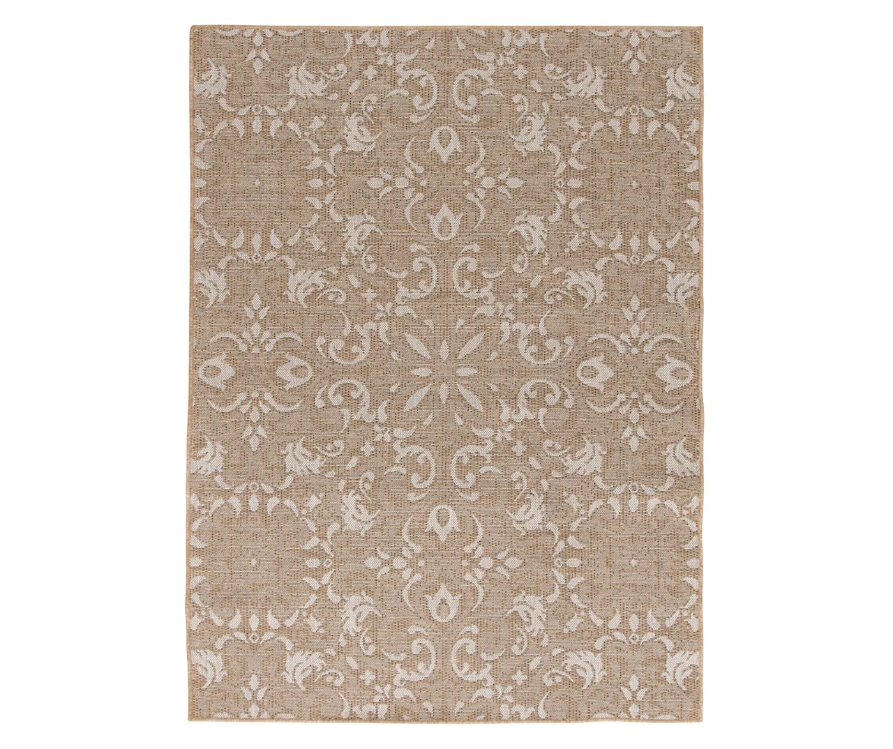 Sandpointe Tan & Ecru Damask Outdoor Area Rug, (5' X 7') 1 Sandpointe Tan & Ecru Damask Outdoor Area Rug, (5' X 7')