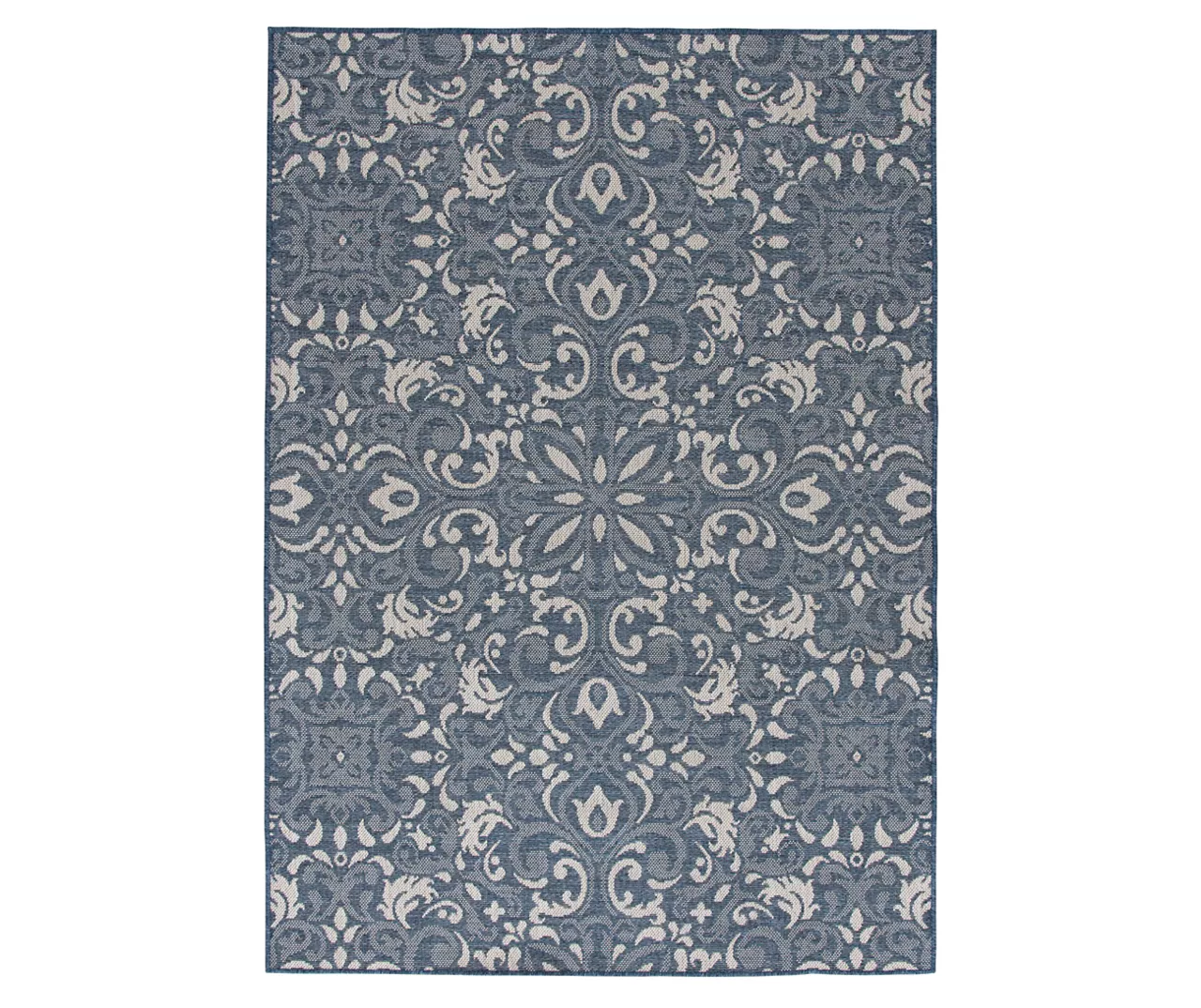 Broyhill Sandpointe Cobalt & Ecru Damask Outdoor Area Rug 8 Broyhill Sandpointe Cobalt & Ecru Damask Outdoor Area Rug - Image 8