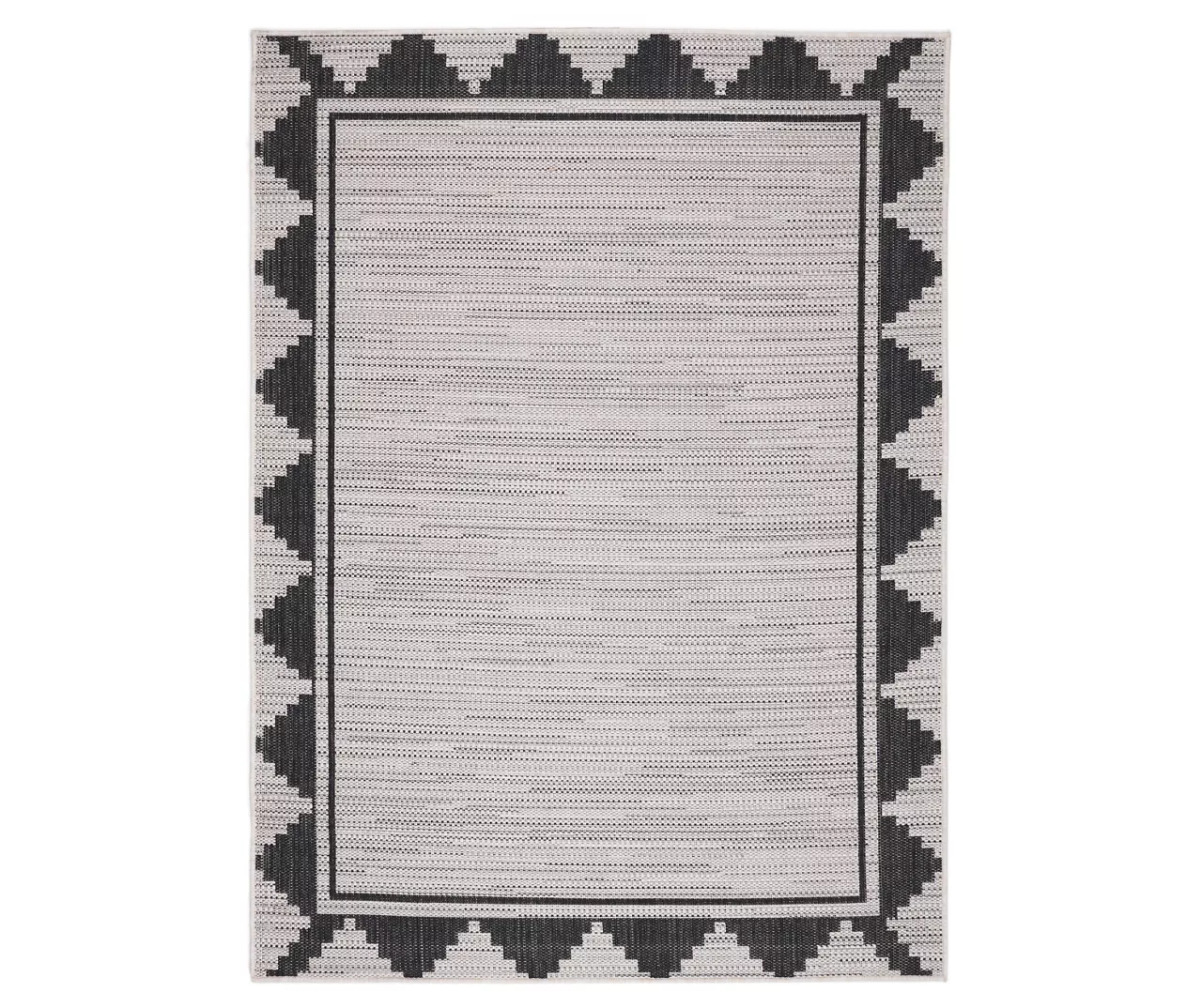 Broyhill Gray & Black Geometric Border Outdoor Area Rug 3 Broyhill Gray & Black Geometric Border Outdoor Area Rug - Image 3