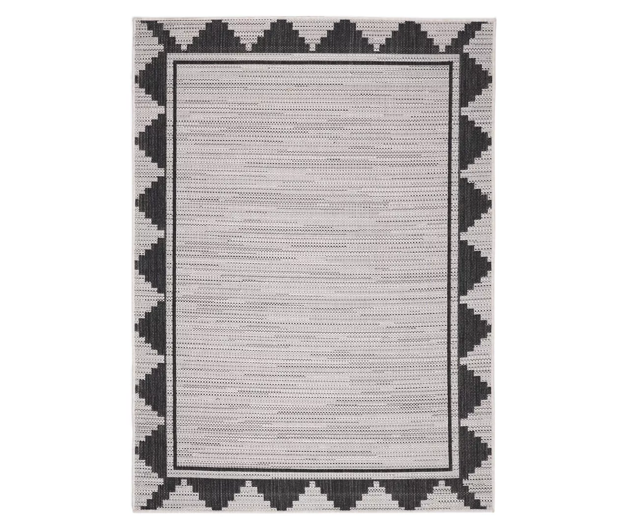 Broyhill Gray & Black Geometric Border Outdoor Area Rug 2 Broyhill Gray & Black Geometric Border Outdoor Area Rug - Image 2