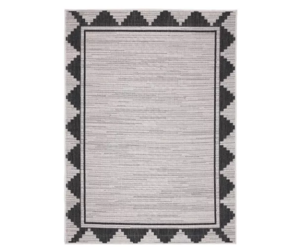 Broyhill Gray & Black Geometric Border Outdoor Area Rug 4 Broyhill Gray & Black Geometric Border Outdoor Area Rug - Image 4