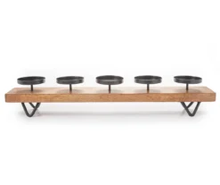 Wood & Metal 5-Tier Pillar Candle Holder
