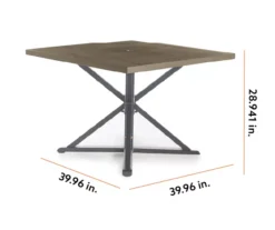 Autumn Cove Light Brown Wood Look Square Steel Patio Dining Table -Broyhill 810557039 99 2 1
