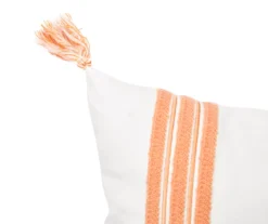 White & Orange Embroidered Stripe Tassel-Accent Throw Pillow 5 White & Orange Embroidered Stripe Tassel-Accent Throw Pillow -Broyhill 810557804 2