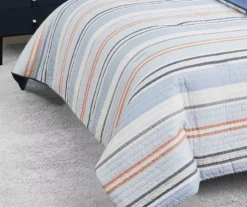 Broyhil Blue & Coral Stripe Comforter Set -Broyhill 810558692 2