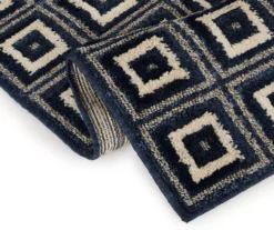 Klein Navy Square Pattern Runner Rug, (2' X 7') -Broyhill 810562954 2