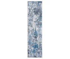Harvey Blue & Gray Abstract Runner Rug, (2' X 7')