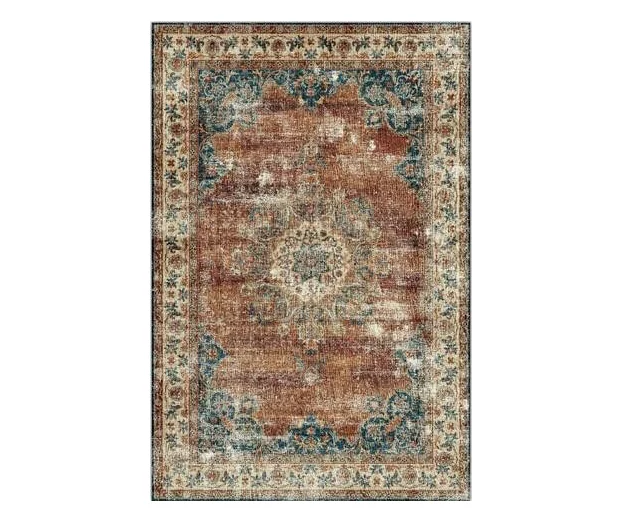 Cleo Rust & Blue Mandala Runner Rug, (2' X 7') 2 Cleo Rust & Blue Mandala Runner Rug, (2' X 7') - Image 2