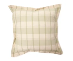Market Sage & Beige Plaid Square Throw Pillow