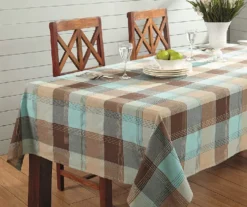 Mineral Blue & Brown Plaid Cotton Tablecloth 5 Mineral Blue & Brown Plaid Cotton Tablecloth -Broyhill 810569772
