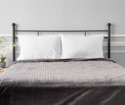 Charcoal Chevron Embossed Velvet Queen Blanket 9 Charcoal Chevron Embossed Velvet Queen Blanket -Broyhill 810573788 810573789 4