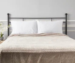 Tan Chevron Embossed Velvet King Blanket 9 Tan Chevron Embossed Velvet King Blanket -Broyhill 810573799 810573801 4 1