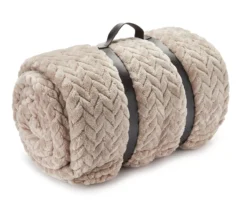 Broyhill 31 Tan Chevron Embossed Velvet King Blanket