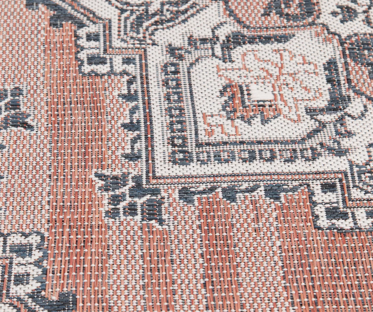 Braiden Orange & Navy Floral Medallion Outdoor Area Rug, (8' X 10') 5 Braiden Orange & Navy Floral Medallion Outdoor Area Rug, (8' X 10') - Image 5