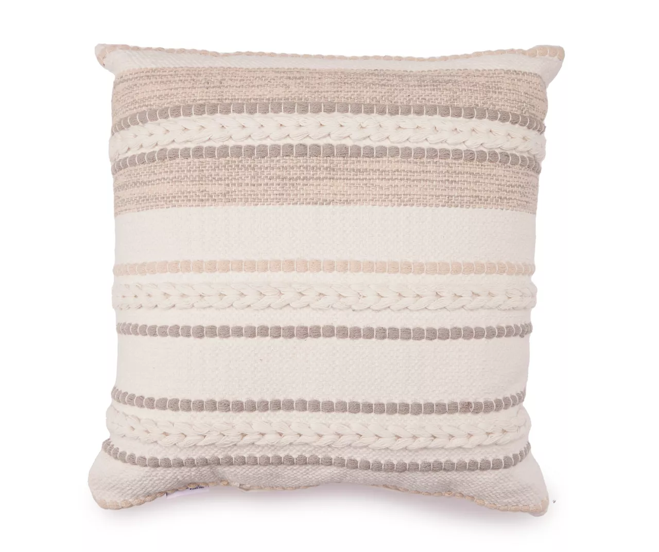 White & Tan Woven Dot Stripe Throw Pillow 1 White & Tan Woven Dot Stripe Throw Pillow