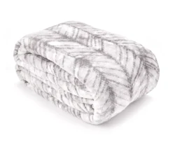 Gray & White Herringbone Queen/King Plush Velvet Blanket 7 Gray & White Herringbone Queen/King Plush Velvet Blanket -Broyhill 810609052 810609051 A0 2 1