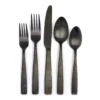 Matte Black Hammered 20-Piece Flatware Set