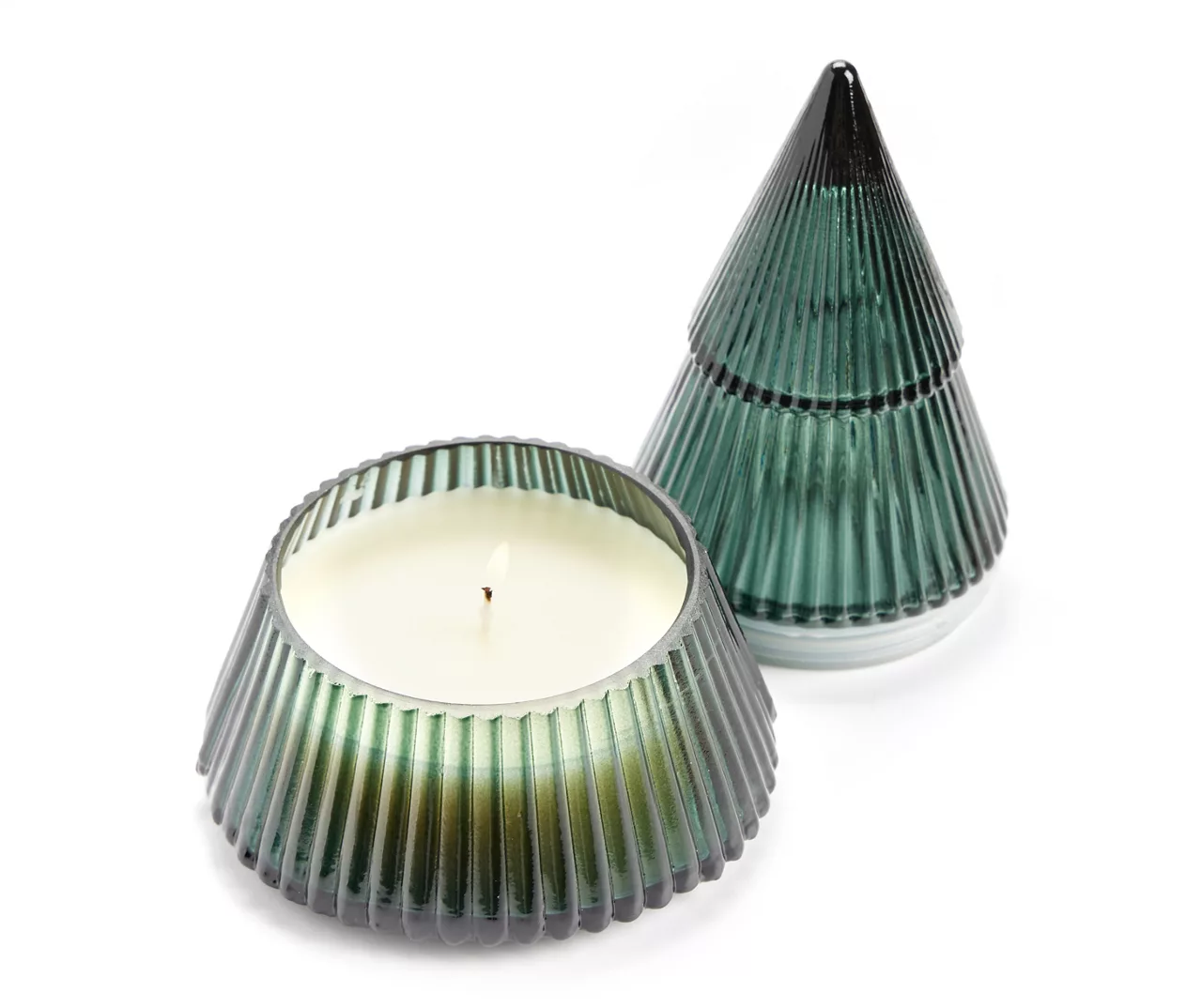 Festive Gathering Frosted Pine & Eucalyptus Glass Tree Candle, 8 Oz. 2 Festive Gathering Frosted Pine & Eucalyptus Glass Tree Candle, 8 Oz. - Image 2