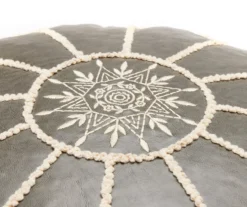 Moroccan Vegan Leather Pouf -Broyhill 810617353 A8