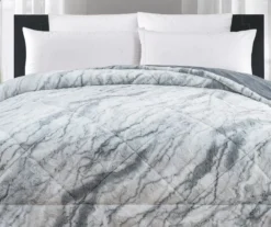 Gray Marble Print Faux Fur King Comforter 8 Gray Marble Print Faux Fur King Comforter -Broyhill 810617562 P 01