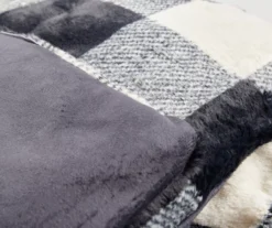 Black & White Buffalo Check Faux Fur King Comforter 7 Black & White Buffalo Check Faux Fur King Comforter -Broyhill 810617563 810617564 A8 4 2