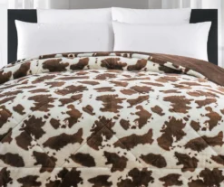Cream & Brown Cow Print Faux Fur Full/Queen Comforter 7 Cream & Brown Cow Print Faux Fur Full/Queen Comforter -Broyhill 810617565 P 01