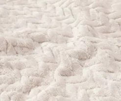 Whisper White Zigzag-Embossed Velvet Queen Blanket -Broyhill 810617573 A8 3