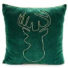 Festive Gathering Green Deer Linework Throw Pillow